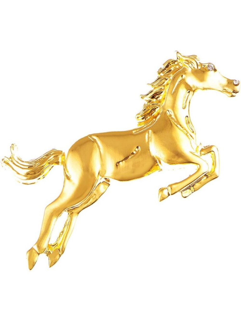 Elegant Gold Tone Galloping Horse Equestrian Brooch Pin - Animal Fashion